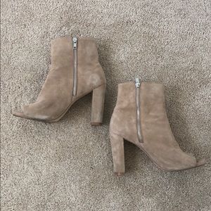 Steve Madden Tan Suede Peep Toe Ankle Booties